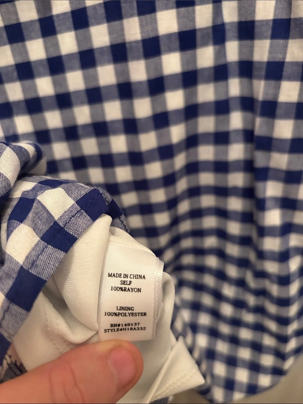 HYFVE Blue and White Checked Cold-Shoulder Tunic Style Dress